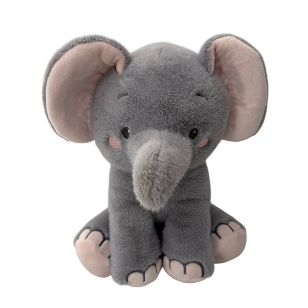 Lambs & Ivy Elephant Plush Stuffed Animal Gray Pink Nursery Decor Toy 10 inch